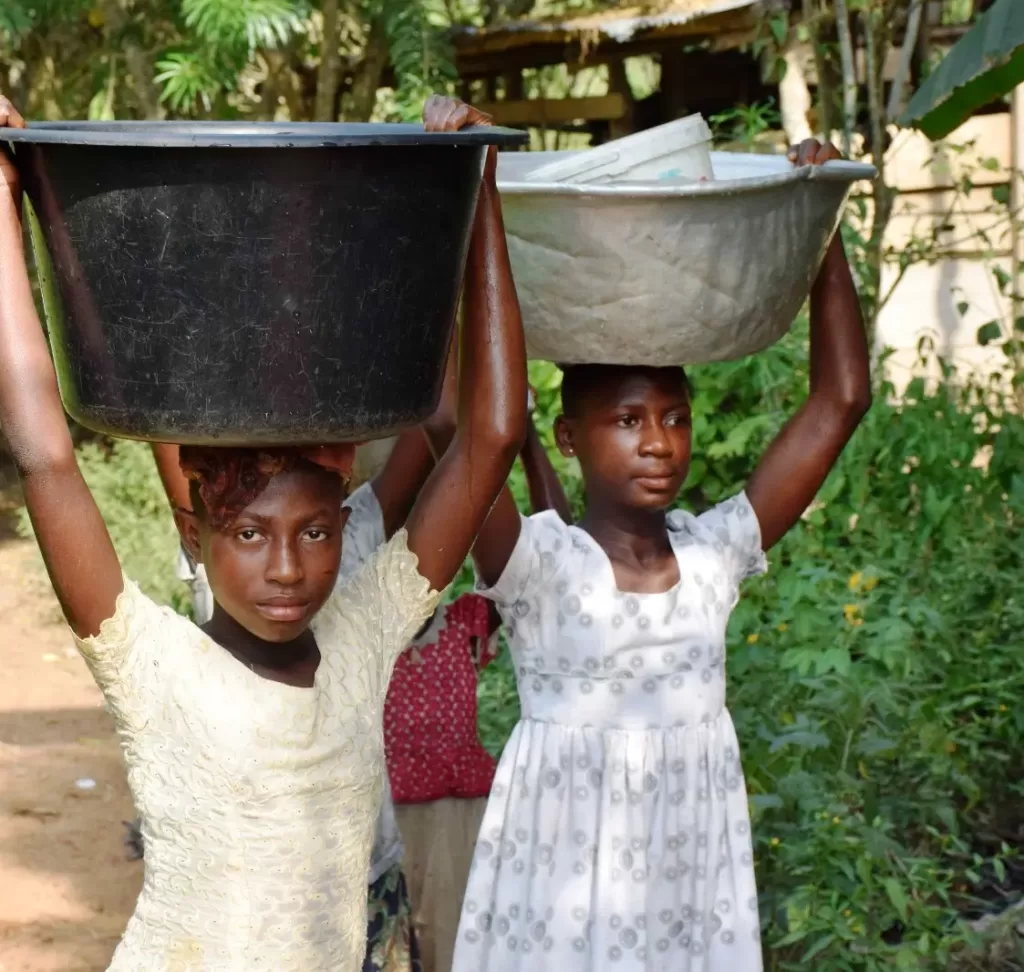 Girls Finished Gathering Water For Family